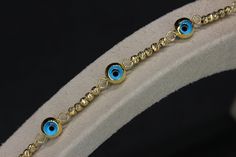 "14K Real Gold Beaded Evil Eye Bracelet, Gold Beaded Evil Eye Bracelet,  Protective Evil Eye Bracelet With Laser Cut Gold Beads And Glass Evil Eye, Greek Evil Eye Bracelet, Turkish Evil Eye Bracelet, Talisman Blue Eye Bracelet, Lucky Blue Evil Eye Bracelet,  ✨ THIS IS WHAT YOU GET -------------------------------------- ☆ Material: Solid Gold, Real Gold ☆ Gold Karat : 14K (58.5 %) ☆ Gold Color: Yellow Gold, Rose Gold, White Gold ☆ Eye Size: 6 mm ☆ Bead Ball Size: 2.5 mm ☆Bracelet Length Options: 5.5\", 6\", 6.5\", 7\", 7.5\", 8\" ☆ Certificate of Authenticity There may be slight differences in measurements of the sizes due to handwork. 📦 PACKAGING -------------------------------------- ☆ All items are elegantly packaged in jewelry boxes, perfect for gifting. ☆ When placing your order, you Blue Eye Bracelet, Evil Eye Bracelet Gold, Beaded Evil Eye, Protective Eye, Greek Eye, Turkish Eye, Greek Evil Eye, Lucky Blue, Gold Eyes