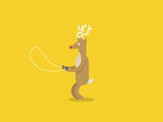 a cartoon deer with antlers on it's head is playing with a string