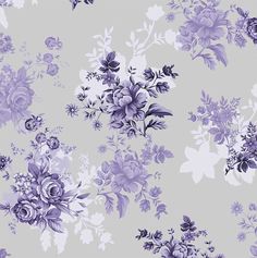 a floral pattern with purple flowers on a gray background