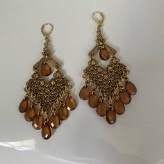 Gorgeous New Without Tags Handmade Bohemian Bronze Chandelier Earrings, Bohemian Bronze Pierced Chandelier Earrings, Bronze Bohemian Chandelier Earrings, Bohemian Brown Drop Chandelier Earrings, Latin Jewelry, Gold Filigree Bohemian Chandelier Earrings, Crystal Dangle Earrings, Earrings Inspiration, Dream Jewelry