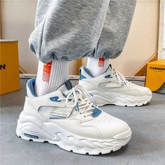 Wiaofellas Men Thick Sole Height Increasing Sneakers White Breathable Trendy Casual Simple Walking Shoes Comfortable Wear Resistant Shoes Mens Dress Jackets, Double Breasted Tuxedo, Street Sweatshirt, Y2k Men, Winter Knit Hats, Blue Camouflage, Lapel Blazer, Green Hats, Shoes Comfortable