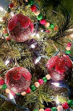 a christmas tree decorated with ornaments and lights