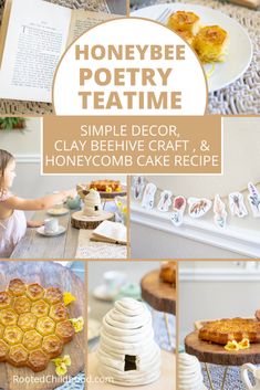 honeybee potty teatime simple decor, clayy - berive craft and honeycomb cake recipe