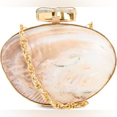 Brand New Seashell Clutch. Comes With A Chain So It Can Be Used As A Clutch Or A Crossbody. Sold Out Online. Chic Evening Bag With Gold-tone Hardware As Gift, Elegant Clutch With Gold-tone Hardware For Gift, Elegant Clutch With Gold-tone Hardware As Gift, Chic Compact Gold Bag, Gold-tone Hardware Clutch Evening Bag As Gift, Gold-tone Clutch Evening Bag As Gift, Beachside Wedding, Pearl Clutch, Black Evening Bag