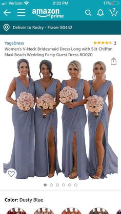 the bridesmaids are wearing different styles of dresses