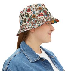 First, it protected fishermen from rain in the 1900s. Now, the personalized bucket hat is making its way to the very top of fashion picks for all ages. Choose the seam lines, add your zaniest designs and patterns on the bucket hat and make a modern wardrobe staple come to life.  .: Material: 100% polyester .: Available in 2 sizes .: Two stitching color options to pick from .: Sewn-in label .: Made in USA Blue Adjustable Bohemian Bucket Hat, Adjustable Reversible Multicolor Bucket Hat, Playful Bucket Hat With Short Brim, One Size, Multicolor Cotton Bucket Hat, One Size, Adjustable Pre-washed Bucket Hat, Polish Folk Art, Rain Hat, Modern Wardrobe, Sew-in Labels