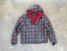 --  Vintage 1960s Oakbrook Plaid Nylon Zip Up Parka Jacket --  Very good condition with light wear --  Awesome look and feel! --  Fat Talon zipper and nice front pockets --  Great design --  Size Medium to Large, but please see below for exact measurements --  Thanks for looking and have a fantastic day! MEASUREMENTS Bust - 23 inches across; 46 inch chest (fits like a 43-44) Shoulders - 20 1/2 inches Sleeves - 25 1/4 inches Length - 26 3/4 inches Vintage Windbreaker For Cold Weather In Fall, Vintage Windbreaker With Double-lined Hood For Outdoor, Vintage Hooded Jacket With Adjustable Hood For Outdoor, Vintage Long Sleeve Windbreaker For Cold Weather, Vintage Windbreaker With Detachable Hood, Vintage Windbreaker With Detachable Hood For Outdoor, Vintage Hooded Outerwear With Double-lined Hood, Vintage Hooded Windbreaker With Drawstring, Vintage Windbreaker With Drawstring Hood