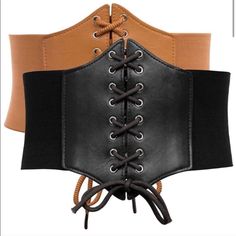 2pcs Lace-Up Cinch Tied Corset Waist Belt Arrives New Corset Waist Belt, Cinch Belt, Robes Vintage, Corset Belt, Style Steal, Leather Corset, Pirate Costume, Dress Gloves, Wide Belt