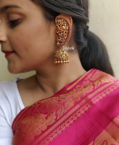 Antique Jhumka, Jhumka Designs, Gold Jhumka Earrings, Antique Jewellery Designs, Gold Necklace Indian Bridal Jewelry, Antique Jewelry Indian