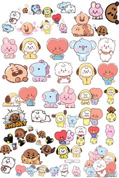 many different types of stickers on a white surface, including one with an animal face and