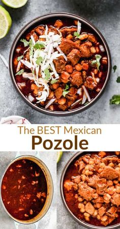 the best mexican pozole recipe is made with chicken, beans and cilantro