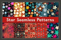 star seamless patterns with different colors and sizes