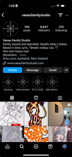 the instagram app for tattoo artists is displayed on an iphone screen with multiple pictures