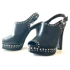 Cool Studded Heels. Worn Once. 4.75 Heel But The Platform On The Front Makes Them Not Feel That Tall. Studded Heels, The Platform, Shoes Women Heels, Shoes Heels, Women Shoes, Heels, Women Shopping, Black, Color