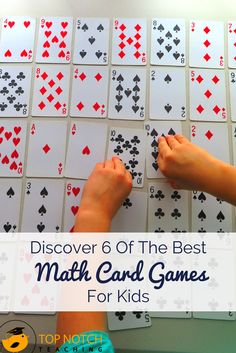 two hands playing cards with the words, discovering 6 of the best math card games for kids