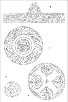 an image of some kind of design in the style of celtic art, including circles and swirls