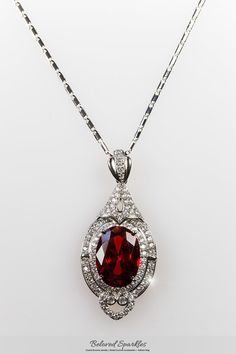 Vintage Art Deco Ruby Red Cubic Zirconia Pendant-royal Large - Etsy Red Pendant Necklace, Red Pendant, Red Pendants, Ruby Pendant, Cubic Zirconia Jewelry, Cz Pendant, Ruby Jewelry, Lovely Jewellery, Gold Jewelry Fashion