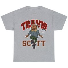 Recommended deadline for delivery by Christmas - Dec. 10 For the Ragers. 🚀 Featuring my original illustration of Travis Scott in the style of a college t-shirt. Stay comfortable and stylish with these ultra soft 100% cotton t-shirts! Printed using DTG technology for bright, long-lasting designs! Unisex sizes, please check size chart for measurements. - Ships out in 3-5 business days Tap here to see all of my items featuring Travis Scott! Thanks for shopping with us! Collegiate Style Screen Print T-shirt For Streetwear, Collegiate Streetwear T-shirt With Graphic Print, Collegiate Graphic T-shirt For Streetwear, Collegiate Graphic Print T-shirt For Streetwear, School Spirit Graphic Print T-shirt For Streetwear, Hip Hop Graphic Print T-shirt For College, Relaxed Fit College T-shirt With Graphic Print, College Relaxed Fit T-shirt With Graphic Print, College Relaxed Fit Graphic Print T-shirt