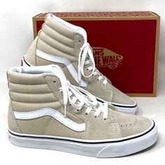 Vans Sk8-Hi Shoes Beige Suede Canvas Casual Sneakers Sb Women's Size Vn0005u9bll Brand New With Box. 100% Authentic! The Color Theory Collection Allows You To Create A Unique Color Story By Pairing Vibrant, Unexpected Hues With Our Iconic Footwear Silhouettes. Made With Sturdy Suede And Canvas Uppers, The Color Theory Sk8-Hi Honors Our Legendary High Top Shoe With Eye-Catching Colorways Ideal For The Season. This Timeless Sidestripe Style Also Includes Reinforced Toe Caps, Supportive Padded Coll Outfits Con Vans, Retro Sneakers Women, Hi Top Vans, Brown Slip On Shoes, Yellow Vans, Vans Suede, Black And White Vans, Black High Top Sneakers, Vans Checkerboard