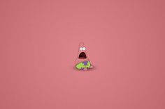 a cartoon character with an open mouth on a pink background