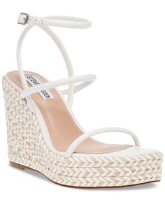 in stock White Platform Wedge Sandals With Open Heel, White Platform Espadrille Wedge Sandals, Steve Madden White Wedge Sandals, Sorority Rush Week Outfits, White Steve Madden Sandals, Dorm 2023, Hoco Shoes, White Wedge Sandals With 4-inch Heel, Hoco 2024