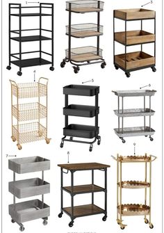 the different types of shelves on wheels