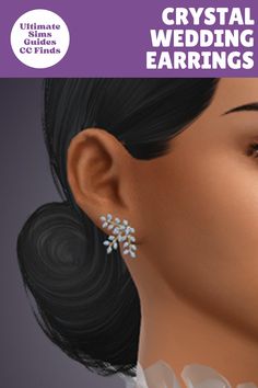 an image of a woman with earrings on her face and the words crystal wedding earrings