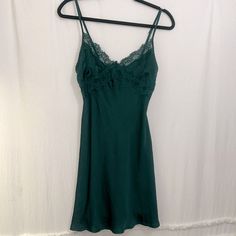 -Slip Dress -New With Tags -Lace Details Spring Lace Slip Dress For Night, Spring Night Slip Dress With Lace Trim, Night Slip Dress With Lace Trim For Spring, Lace Slip Dress For Night In Spring, Elegant Green Slip Dress For Daywear, Lace Cami Dress For Daywear, Date Night Slip Dress With Lace Trim, Lace Trim Slip Dress For Date Night, Green Spaghetti Strap Dress For Night