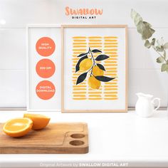 an orange sitting on top of a wooden cutting board