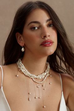 Layered Pearl-Twist Choker Layered Pearl Necklace, Natural Pearl Necklace, Pearl Clasp, Woven Ring, Bridal Pearl Necklace, Anthropologie Wedding, Pearl Jewels, Bridal Choker, Pearl Necklace Wedding