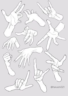 hand gestures drawn in black and white on a gray background