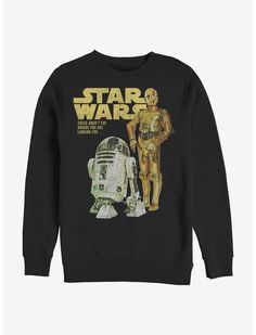 a star wars sweatshirt with an image of a robot and r2d2 on it