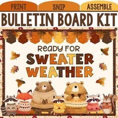 the bulletin board kit is ready for sweater weather, and it's great for fall