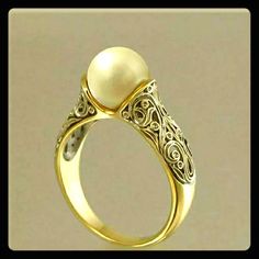 This Pretty Pearl Ring Will Help Manifest More Self-Confidence. It Will Also Make A Cute Addition To Your Jewelry Collection. Rose Gold Pearl Ring, Pearl Rings Vintage, White Pearl Ring, Bijoux Art Nouveau, Gold Pearl Ring, Engagement Ring Rose Gold, Ringe Gold, Customized Jewelry, Engagement Jewelry