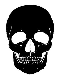 a black and white drawing of a skull