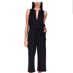 New With Tag Black Pantsuit For Spring Date Night, Black Spring Pantsuit For Date Night, Black Pantsuit For Date Night In Spring, Black Pantsuit For Spring Night Out, Spring Black Pantsuit For Night Out, Black Pantsuit For Night Out In Spring, Chic Black Summer Pantsuit, Black Jumpsuit For Formal Spring Events, Black Summer Workwear Pantsuit