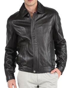 Men's Leather Jacket Genuine Lambskin Black Biker Motorcycle Jackets For Men MJ091