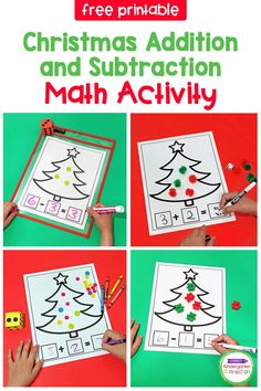 christmas addition and subtraction math activity for kids to practice their number recognition skills