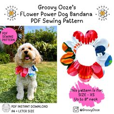 the flower power dog bandana sewing pattern is available for all types of dogs and their owners