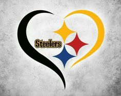 the pittsburgh football team logo is shown in this heart shaped wallpaper mural, which features two colors of black and yellow