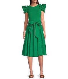 Dresses For Women | Dillard's Knee-length Smocked Dress With Ruffles For Daywear, Elegant Smocked Dress With Ruffle Sleeves For Spring, Elegant Ruffle Sleeve Smocked Spring Dress, Chic Smocked Dress With Flutter Sleeves For Spring, Knee-length Smocked Dress With Ruffles, Chic Sleeveless Cotton Smocked Dress, Casual Stretch Smocked Dress With Ruffles, Sleeveless Cotton Smocked Dress With Ruffles, Elegant Sleeveless Smocked Dress With Ruffles