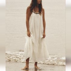 Zara New With Tags Dress No Flaws Beach, Summer Fresh Maxi Boho-Chic Bohemian Gypsy Lovely Long Relaxed Fit Dress Boho Linen Dress, Zara Embroidered Dress, Velvet Lace Dress, Rustic Dresses, Zara Maxi Dress, Beach Dress Summer, Eyelet Maxi Dress, Zara Black Dress, Boho Beach Dress