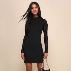 Nwt Fit: This Garment Fits True To Size. Bust: Great For Any Cup Size. Waist: Fitted - Stretchy Fabric Allows Custom Fit. Hip: Fitted - Stretchy Fabric Allows Room For Hips. Undergarments: May Be Worn With Any Standard Bra. Fabric: Fabric Is Very Stretchy. Black Lace Long Sleeve Bodycon Dress, Yellow Sweater Dress, Lace Bodycon Dress Long Sleeve, Deep Purple Dress, Cream Sweater Dress, Purple Sweater Dress, Burgundy Sweater Dress, Sheer Sleeve Dress, Stretch Lace Dress