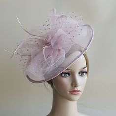 Category:Headdress,Fascinators,Hats,Headwear; Embellishment:Feather,Bows,MiniSpot,Pure Color,Splicing,Tulle; Gender:Women's; Quantity:1 PC; Theme:Fashion,Head,Vintage Theme,Wedding,Holiday,Classic Theme,Birthday; Style:Vintage,Elegant; Hats Category:Top Hat,Veil Hat,Floppy Hat,Fedora Hat; Occasion:Horse Race,Cocktail; Material:Organza; Front page:WE; Shipping Weight:0.13; Listing Date:03/25/2024; Head Circumference: Luxury Pink Spring Fascinator, Luxury Pink Fascinator With Pinched Crown, Church Mini Hat With Feather Trim, Brimmed Party Hats With Feather Trim, Fitted Top Hat With Feather Trim And Short Brim, Fitted Hats With Feather Trim And Short Brim, Brimmed Party Mini Hats With Feather Trim, Brimmed Mini Party Hats With Feather Trim, Brimmed Mini Hats With Feather Trim For Party