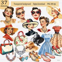 1950 Jewelry 1950s Fashion Accessories, 1950 Sunglasses, Vintage Hats For Women 1950s, 1950 Hairstyles, 1950s Accessories, Accessories Png, Timeless Sunglasses, Dazzling Jewelry, Hat Jewelry