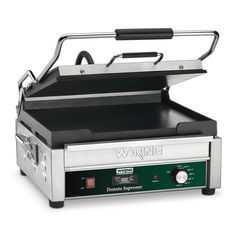 Waring Commercial Grill Waring Commercial Full-Sized 14 x 14 Flat Toasting Grill with Timer — 120V  (14 x 14 cooking surface) Commercial Panini Press, Panini Grill, Pressed Sandwich, Indoor Grills, Panini Sandwich, Panini Sandwiches, Panini Press, Grill Brush, Ribs On Grill