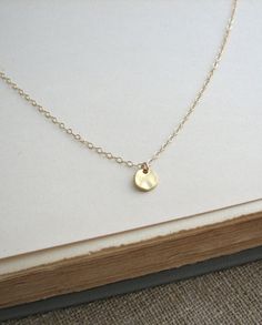 Itty Bitty Gold Disc Necklace - Gold Filled Chain 16 inch Tiny Gold Necklace, Gold Disc Necklace, Gold Circle Necklace, Dot Necklace, Silver Link Chain, Small Circle, Gold Disc, Gold Circle, Everyday Necklace