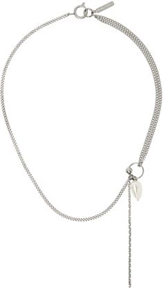 Handcrafted tiered curb chain necklace in palladium-plated brass. · Faux-pearl and cable chain at drop · Logo plaque at spring-ring fastening · L18.75 Supplier color: Silver Luxury Timeless Silver Chain Necklace, Luxury Silver Delicate Chain Necklace, Luxury Sterling Silver Delicate Chain Necklace, Luxury Silver Chain Metal Necklace, Justine Clenquet Jewelry, Silver Adjustable Chain Necklace, Costume Jewelry, Justine Clenquet, Drop Logo, Curb Chain Necklace