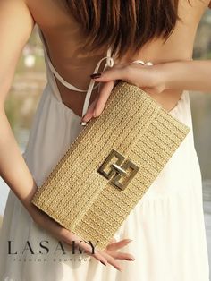 Lasaky - Resort-Ready Straw Clutch Bag for Your Getaway Straw Accessories, Glitter Clutch Bag, Vacation Bag, Bags Casual, Straw Clutch, Woven Handbags, Envelope Bag, Clutch Bags, Bag Bag