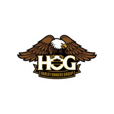 an eagle logo with the words hog harley owners group on it's front and back